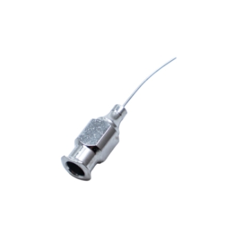 Kellan Hydrodelineation Cannula, 25ga, Gently Curved, Beveled Down Tip, Polished Finish, Overall Length Excluding Hub 7/10" (18mm) 1323761,24-May,91-7045,E4414
